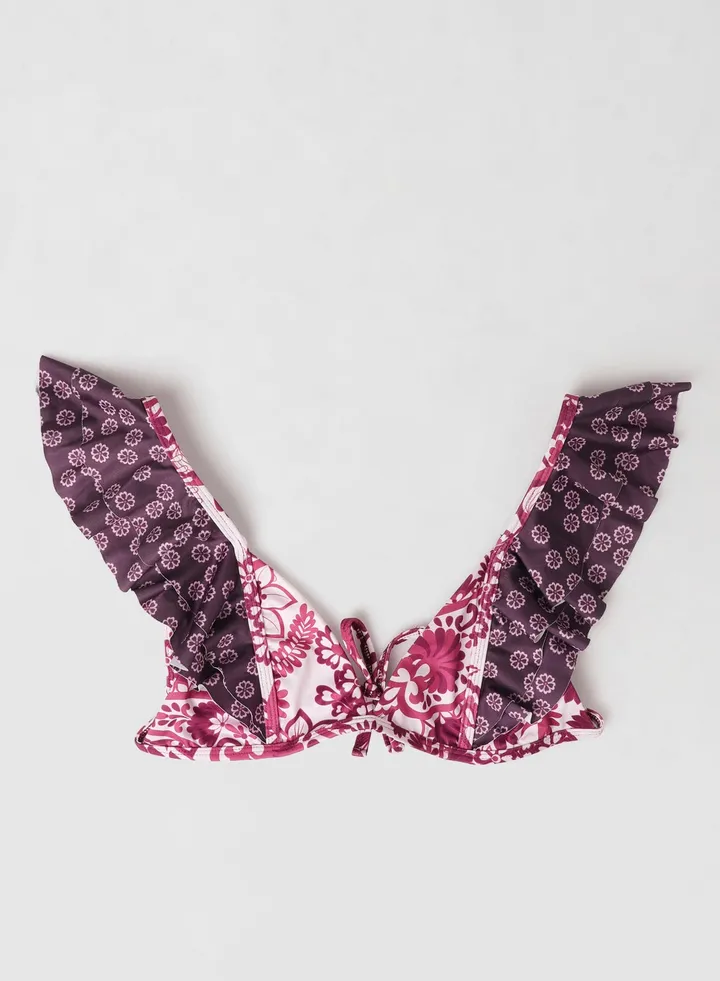 Ruffle Detail Bikini Top Multi Color