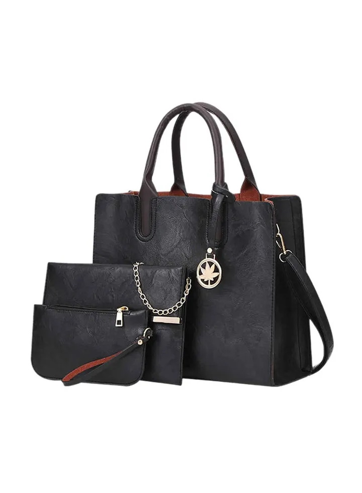 3-Piece Retro Bag Set Black