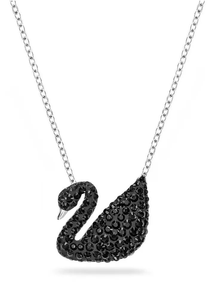 Swarovski Iconic Swan Black Silver Pendant for Women 5347329