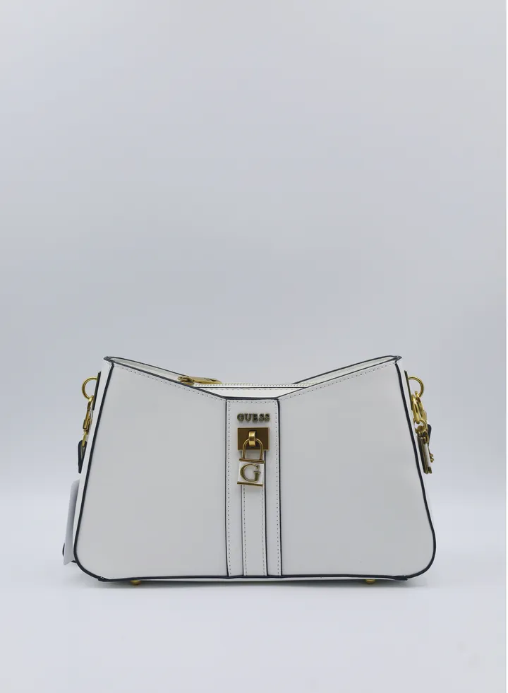 GUESS GINEVRA NUDE SHOULDER BAG White