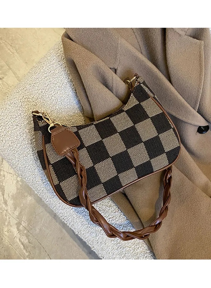 Women's Plaid Shoulder Crossbody Handbag Underarm Bag