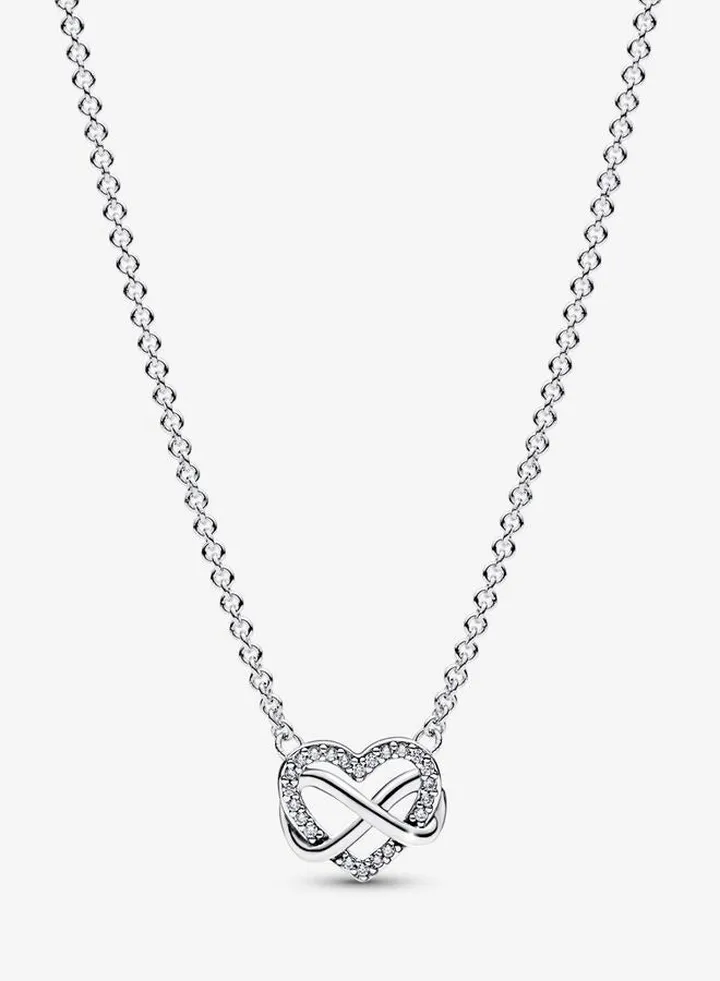 Sterling Silver Sparkling Infinity Heart Collier Women's Necklace for Pandora Moments 392666C01-50