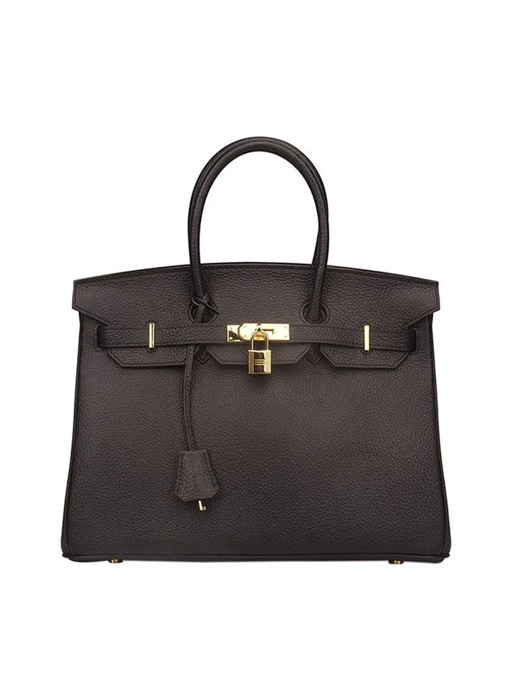 Padlock Handbag With Gold Hardware Black