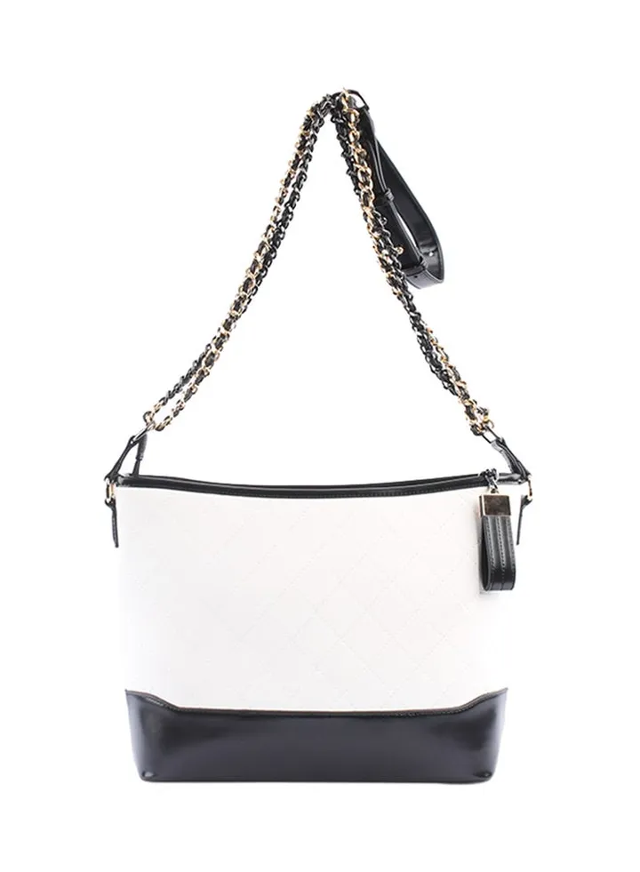 Stitch Detailed Shoulder Bag White/Black