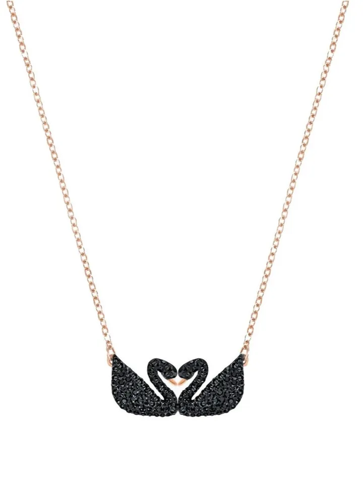Swarovski Black Iconic Swan Double Swan Pendant for Women 5296468