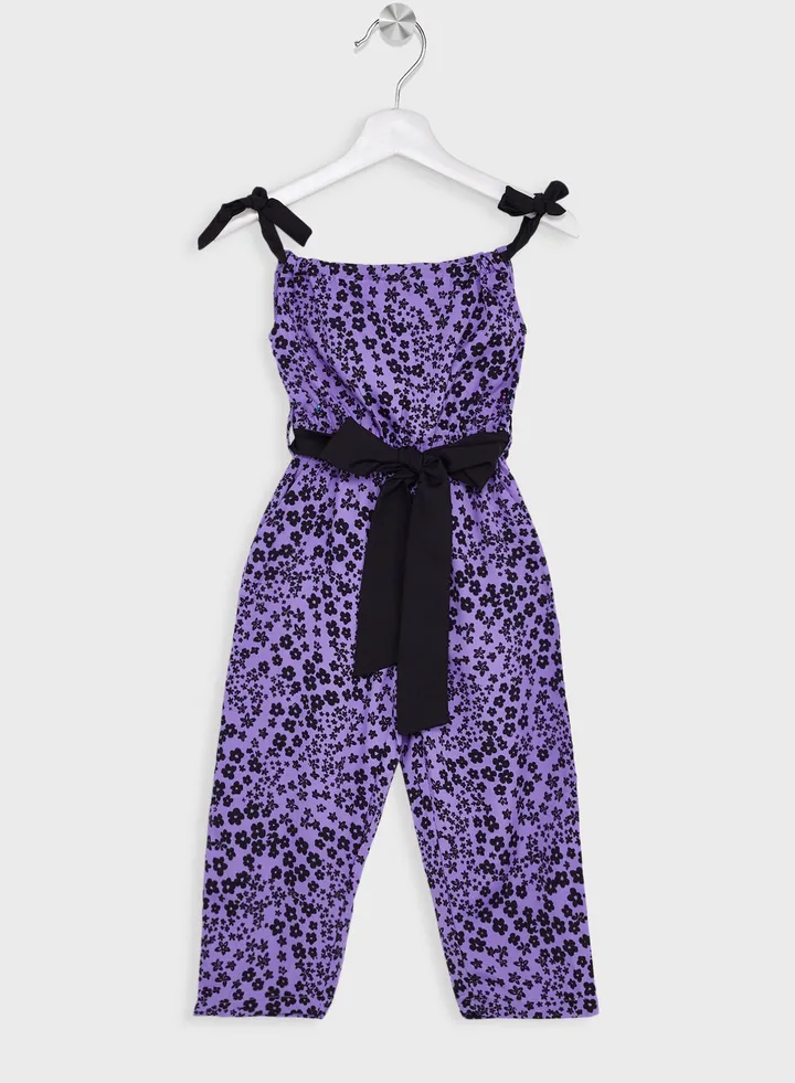 Girls Printed Floral Jumpsuit