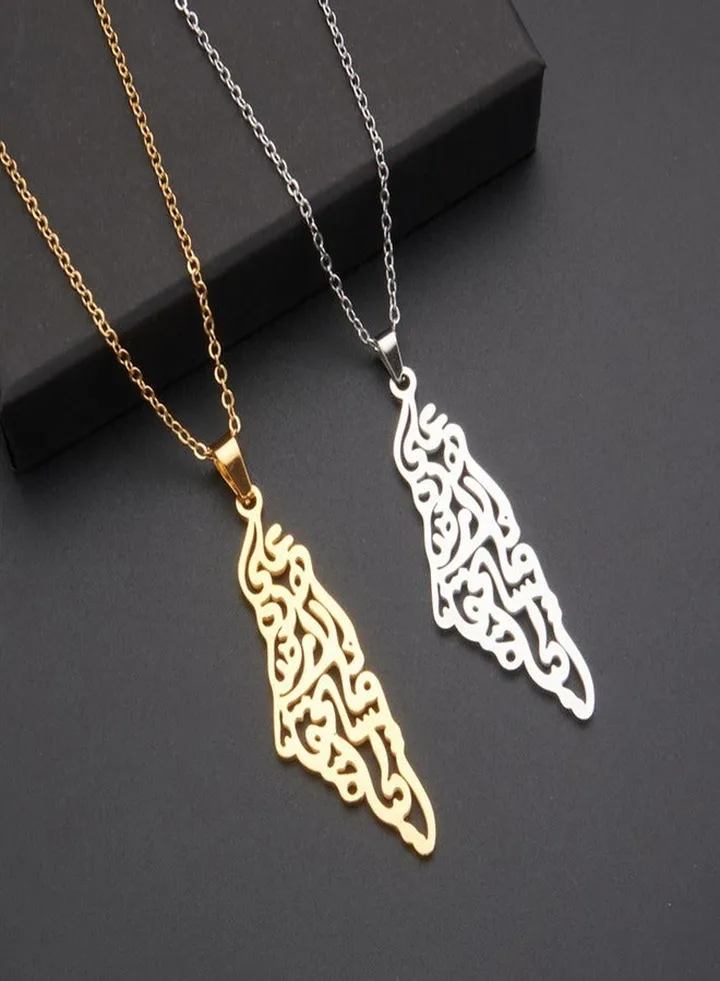 Two Palestinian flags map pendant necklace Premium accessories for men and women