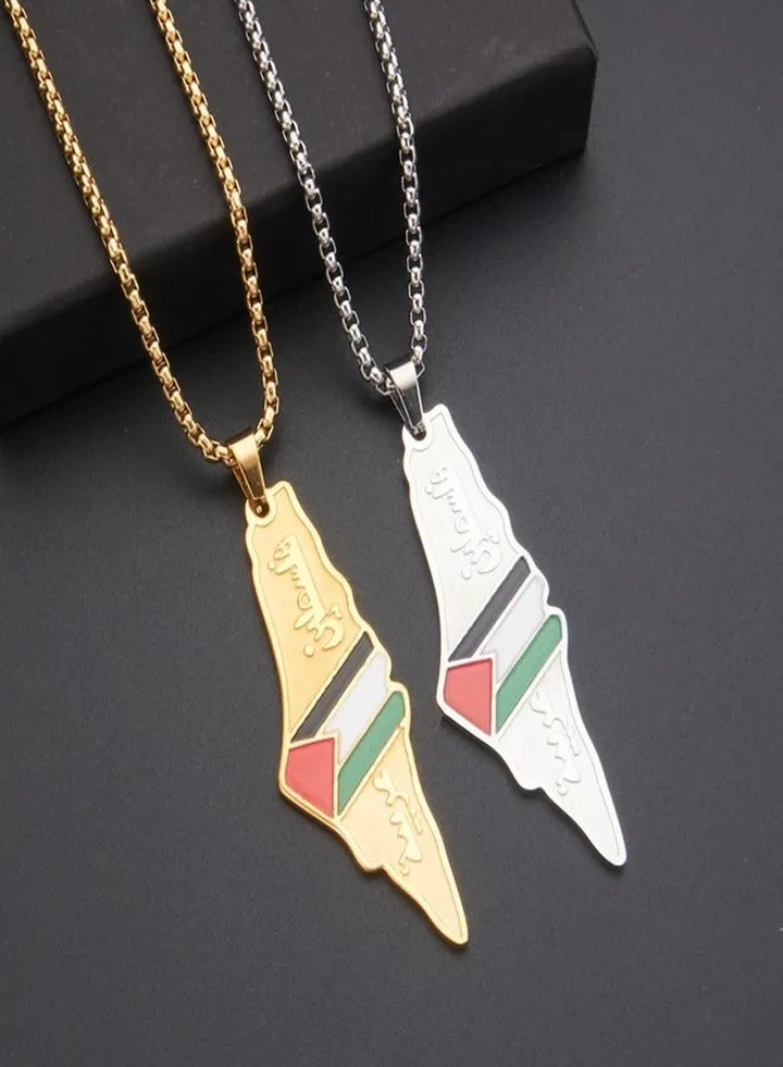 Two Palestinian flags map necklace Exquisite accessories for men and women
