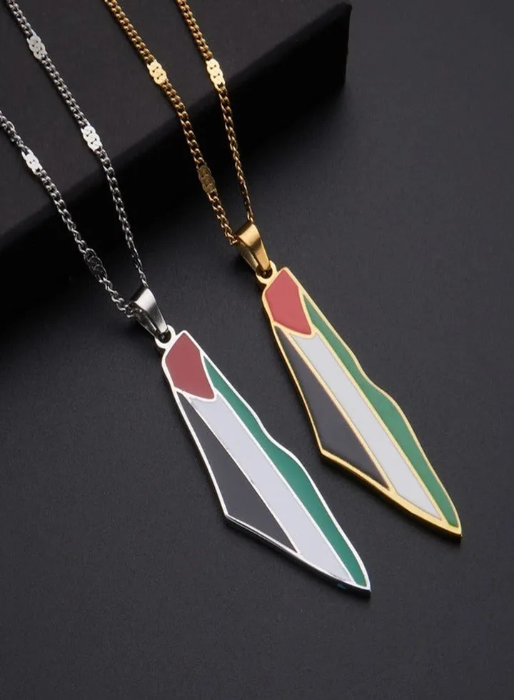 Two Palestinian flags map pendant necklace Premium accessories for men and women