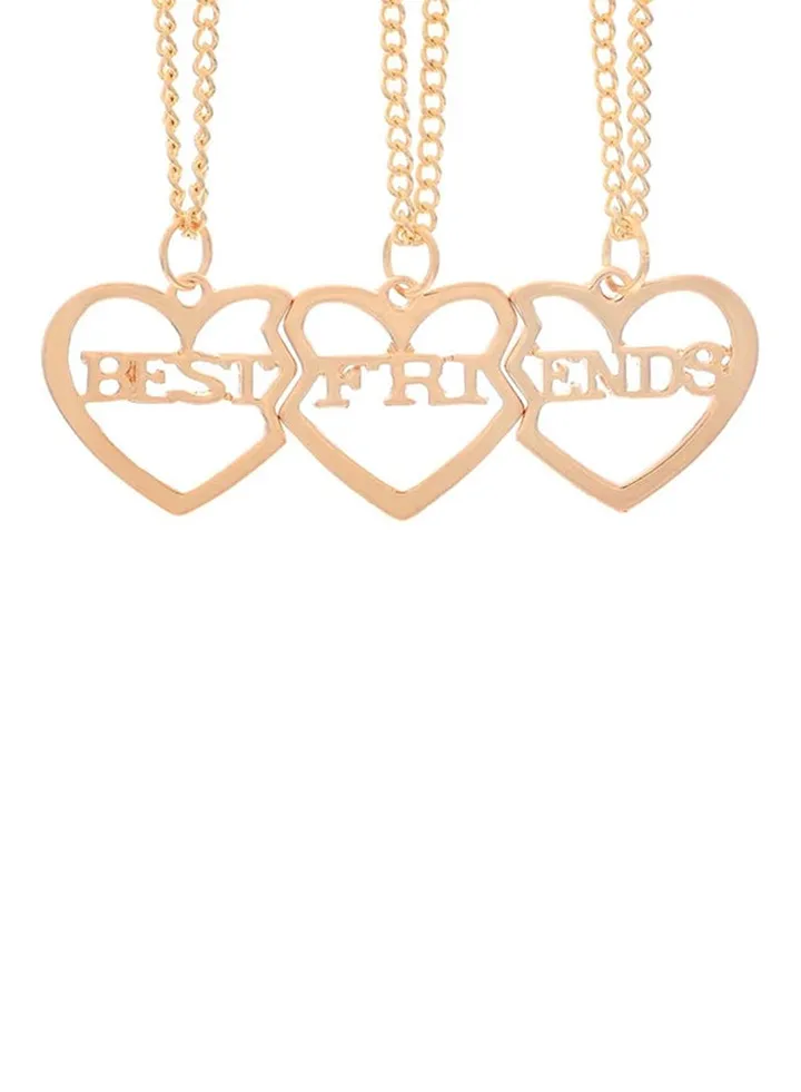 3-Piece Alloy Best Friends Pendant Necklace