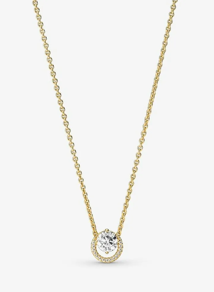 Sparkling Round Halo Pendant Collier Women's Necklace for Pandora Timeless 361174C01-45