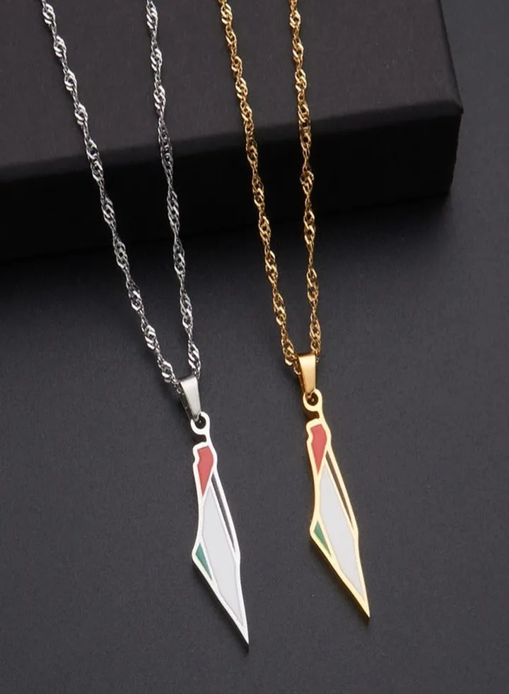 Two Palestinian flags map pendant necklace Premium accessories for men and women