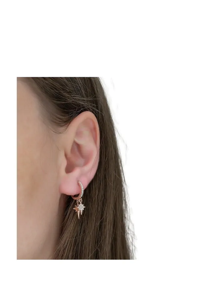 Double Pole Star Earrings - Silver