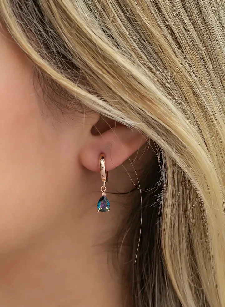 Drop Mystic Topaz Earrings - Silver