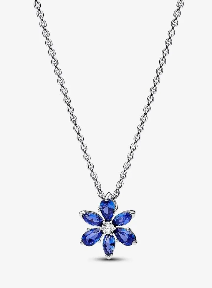 Sparkling Blue Herbarium Cluster Pendant Women's Necklace for Pandora Timeless 392387C02-45