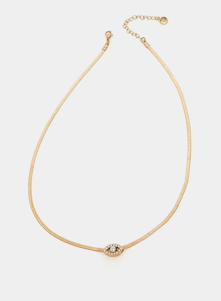 Eye Pendant Flat Chain Necklace