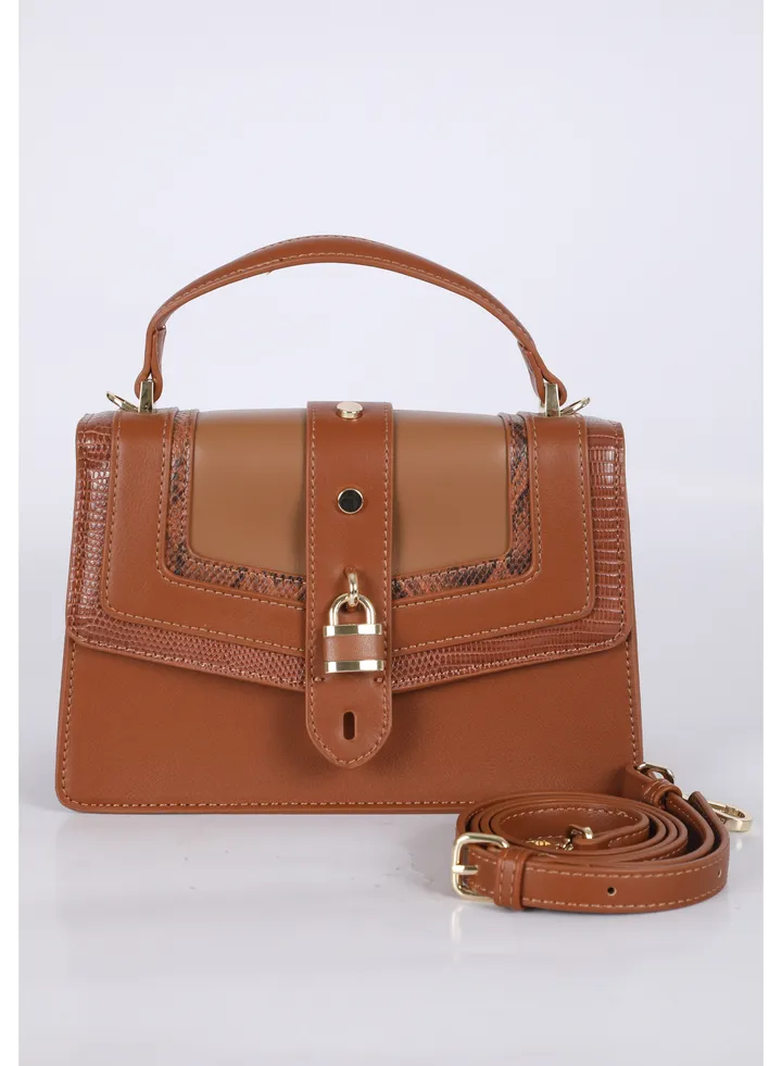 Modern Women's Handbag with an elegant Parisian design that is carried on the shoulder with large capacity ,Brown
