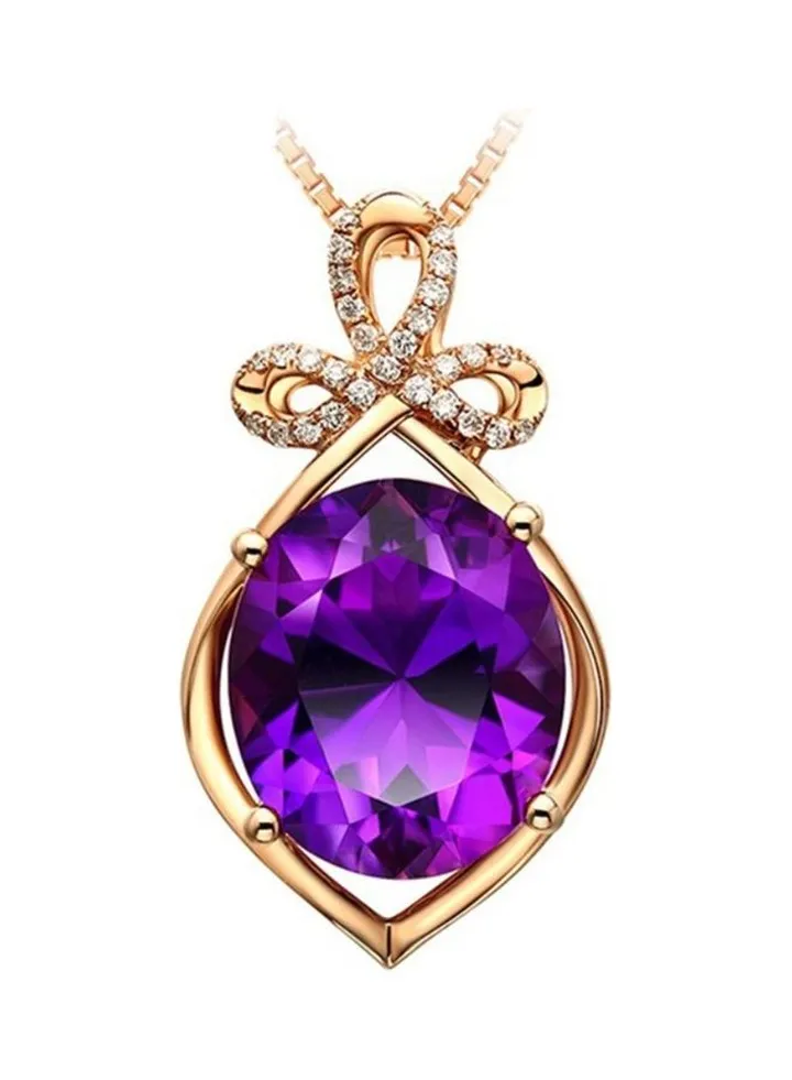Rhodium Plated Ziron Studded Pendant Necklace