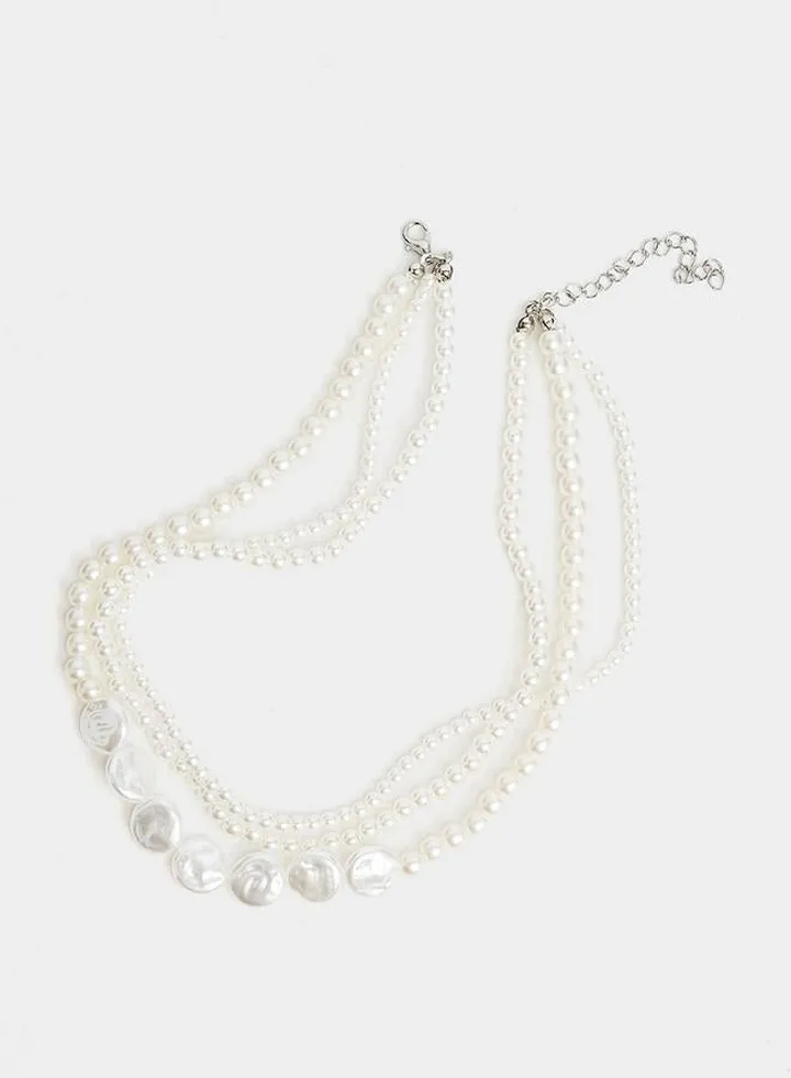 Faux Pearl Layered Necklace