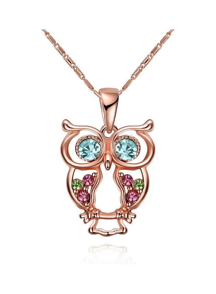 Rhodium Plated Ziron Studded Pendant Necklace