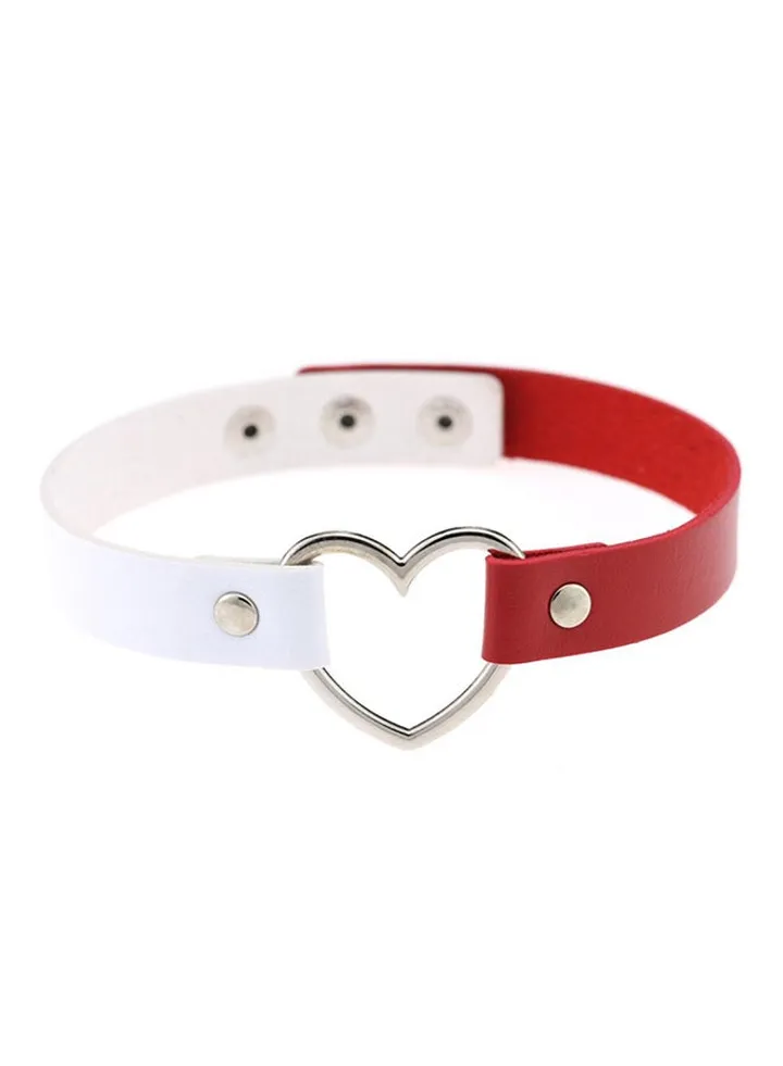 Faux Leather Heart Shape Collar Choker Necklace
