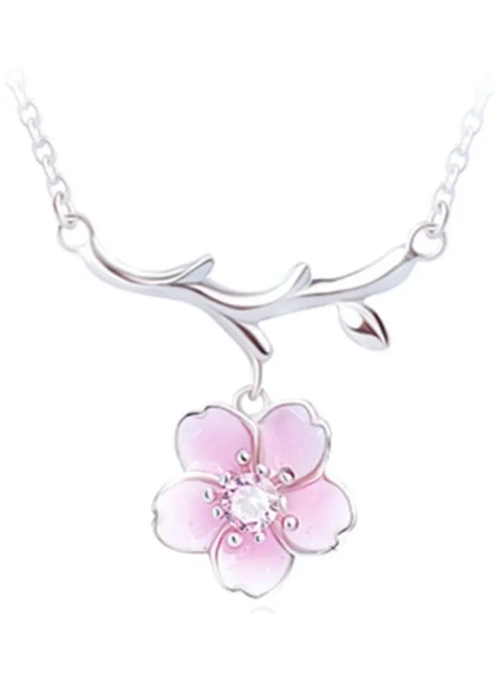 Rhodium Plated Ziron Studded Pendant Necklace