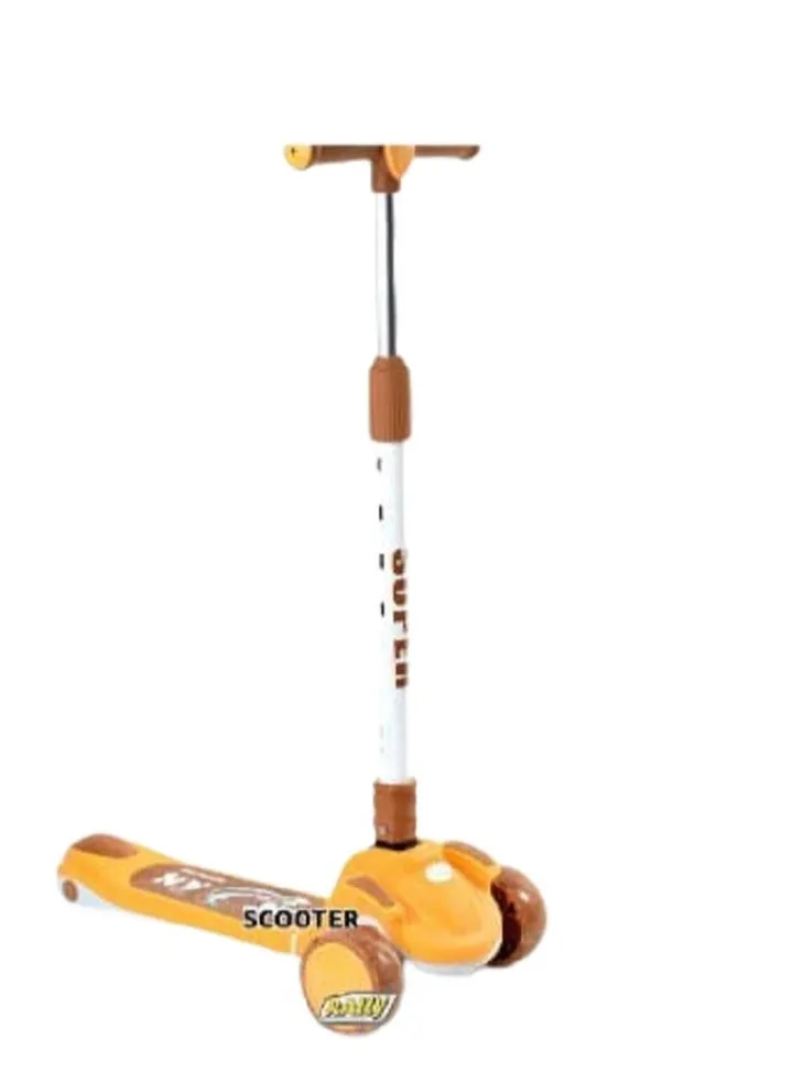 A children's scooter in light brown color sss