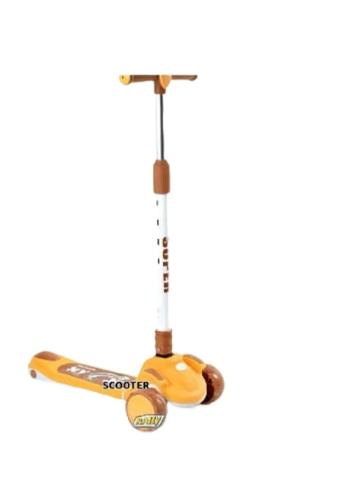 A children's scooter in light brown color sss