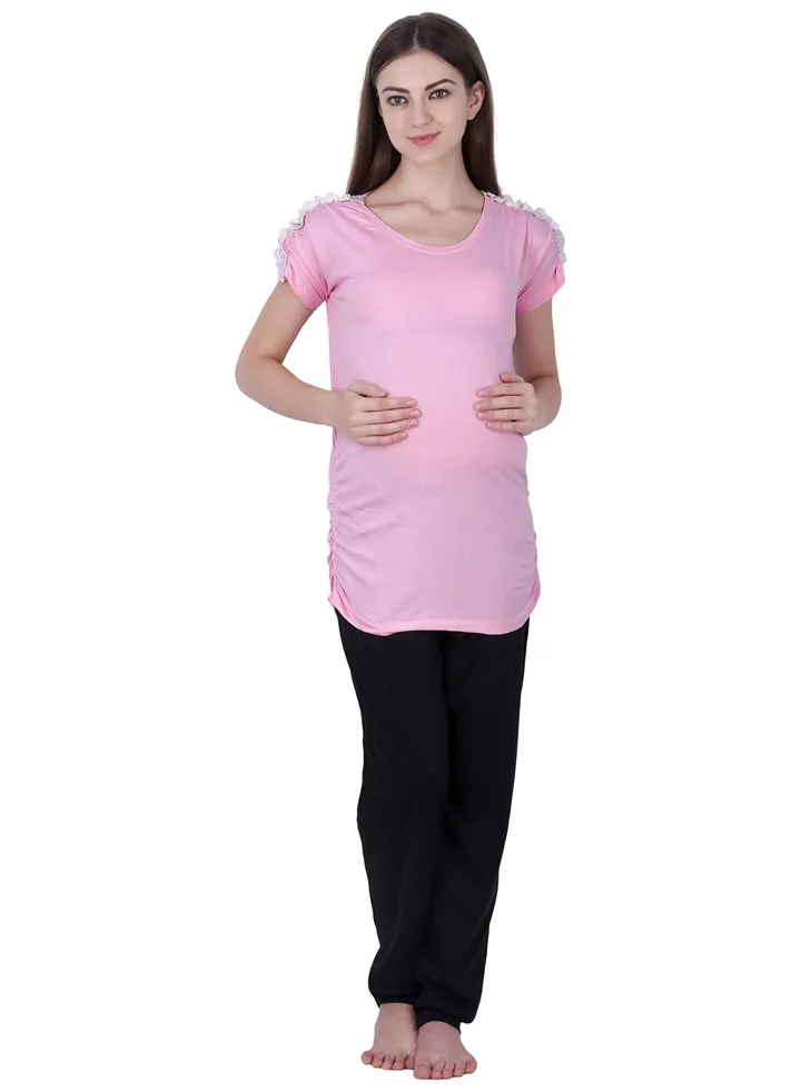 Polo Maternity Lace Top Pink
