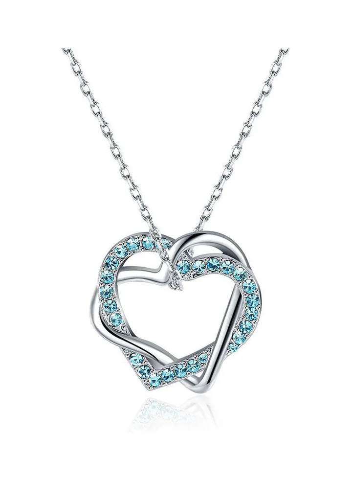 Rhodium Plated Ziron Studded Pendant Necklace