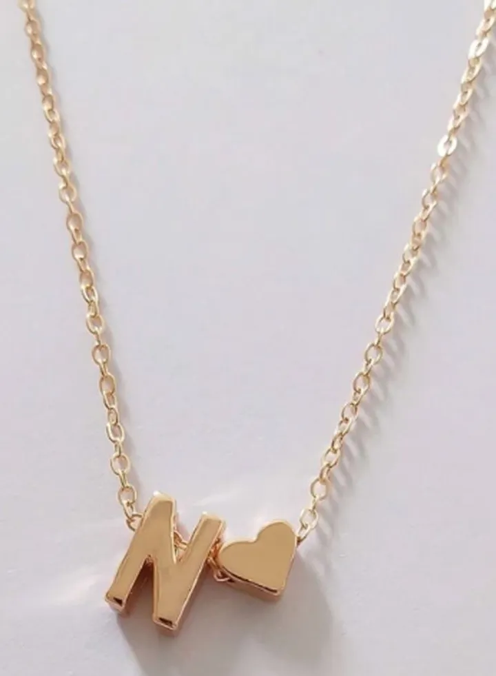 Fashion Tiny Heart Dainty with Letter Initial Necklace