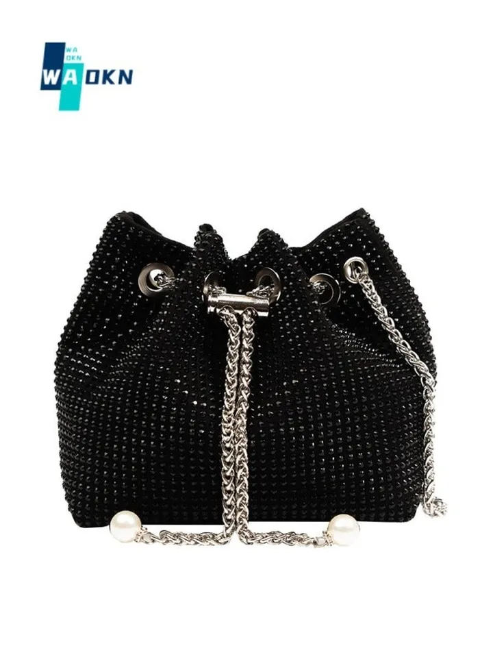 Women's Shiny Clutch, Women's Rhinestone Banquet Bag Tote Bag Handbag, Fashion Chain Shoulder Bag Gift Bag Carrying Bag Sling Bag Side Bag for Party Dinner Wedding (Black)