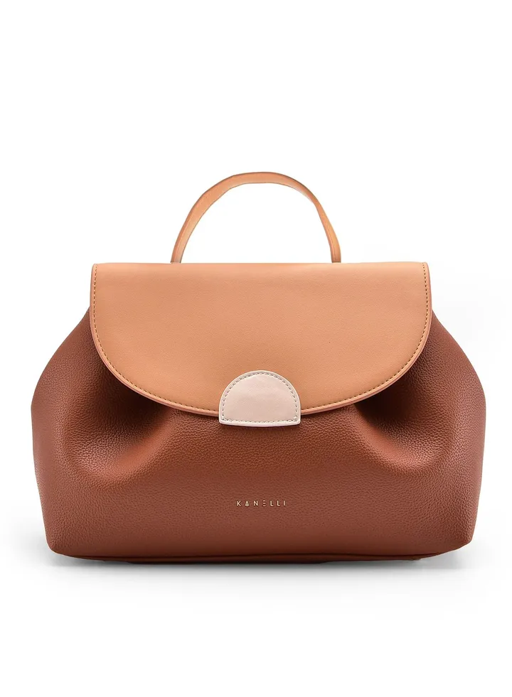 Kanelli leather hand bag for women, Brown