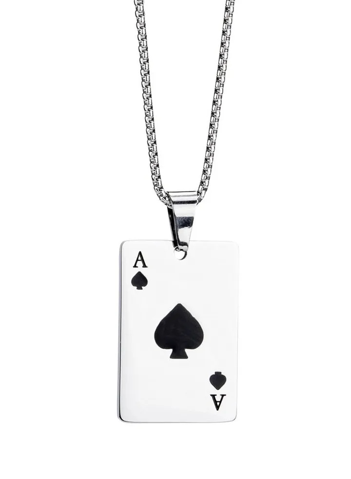 Custom Cool Style Stainless Steel Playing Cards Pendant Necklace Spade