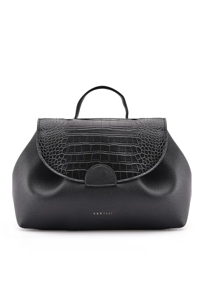 Kanelli leather hand bag for women , Black