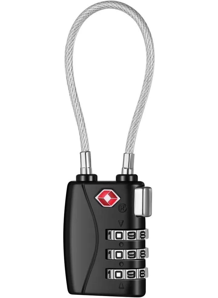 3 Digit Travel Lock with 5.5 Inch Cable for Suitcases Backpack Luggage Password Travel Lock, TSA Approved Luggage Locks