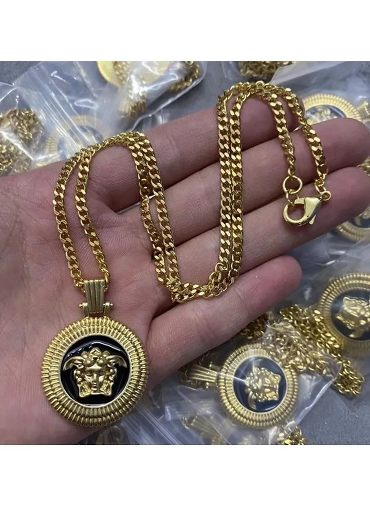 Versace Men's and Women's Classic MEDUSA Pendant with Gold Necklace