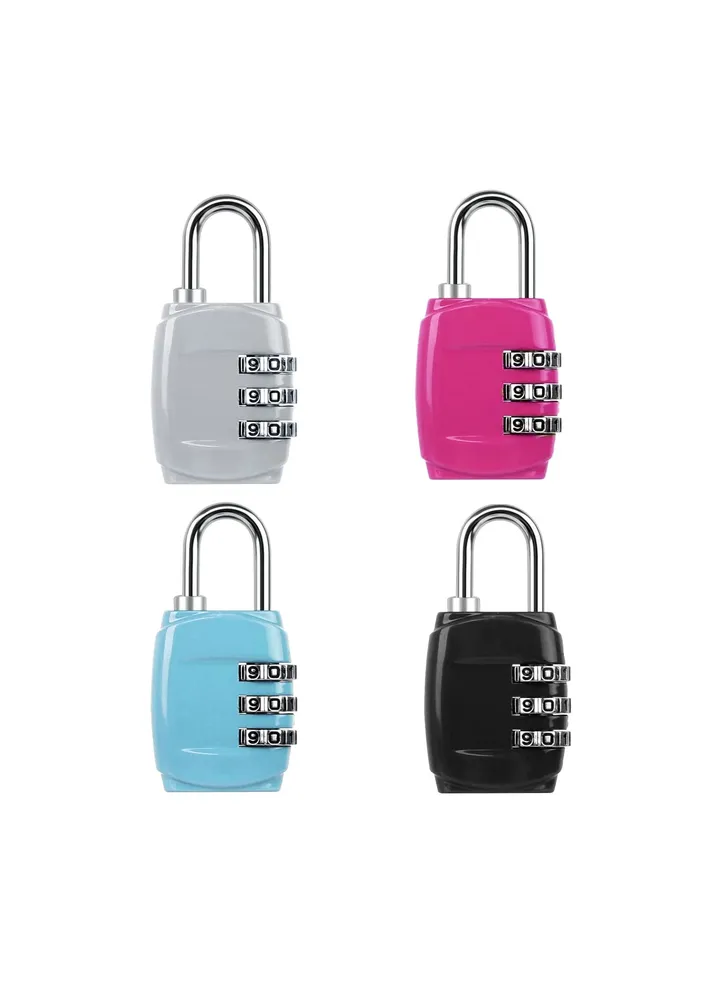 Luggage Locks Combination Padlocks, 3 Digit Combination Padlock Codes with Alloy Body Mini Small Combination Lock Trolley Luggage Padlock Gym Lockers Travel Bag Suit Case Bike Locks (4 pcs)