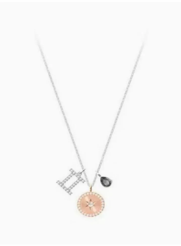 Silver-tone Rhodium Plated Gemini Pendant Necklace