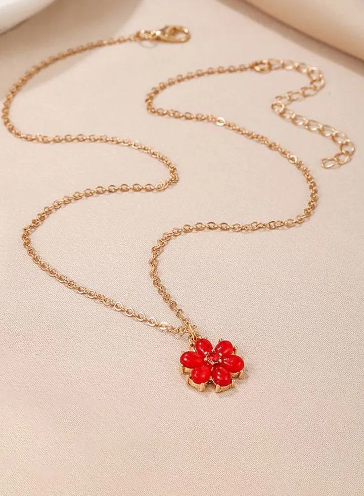 Floral Drop Necklace with Lobster Clasp Closure