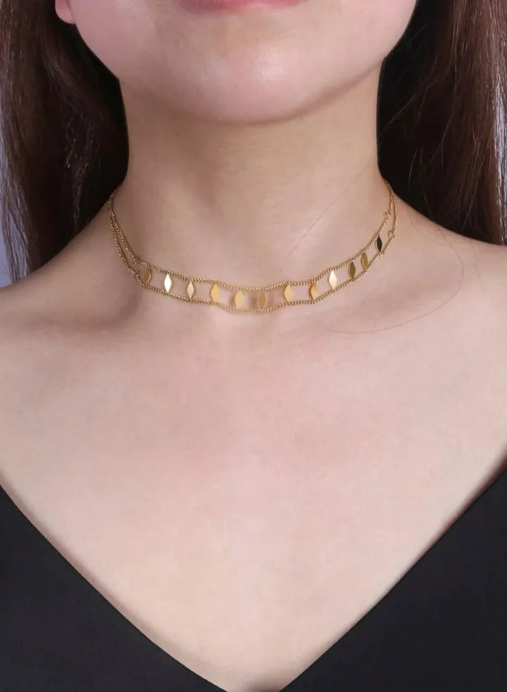 Elegant Stainless Steel Gold Plated Choker Necklace For Women