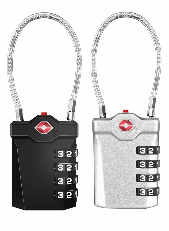 Luggage Lock, Password Travel Lock, Luggage Locks TSA Approved with Inspection Indicator, 4 Digit Combination Travel Lock with 5.5 Inch Cable for Suitcases, Backpack, Baggage