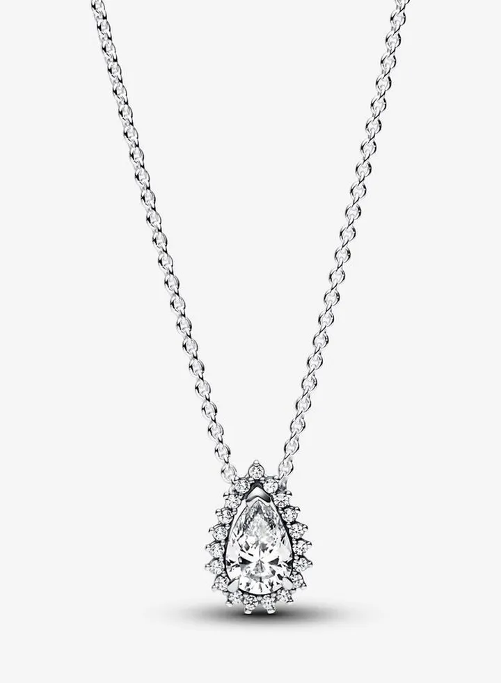 Sparkling Pear Halo Collier Women's Necklace for Pandora Timeless 392832C01-45