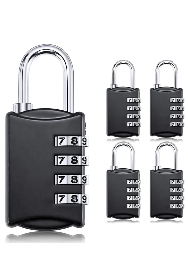 Combination Lock, KASTWAVE Travel Bag Lock, 4 Pack, 4 Digit Combination Padlock for Traveling Toolbox School Gym Door Locker Suitcases Employee Hasp Storage