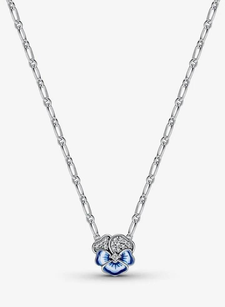 Blue Pansy Flower Pendant Necklace for Women 390770C01-50