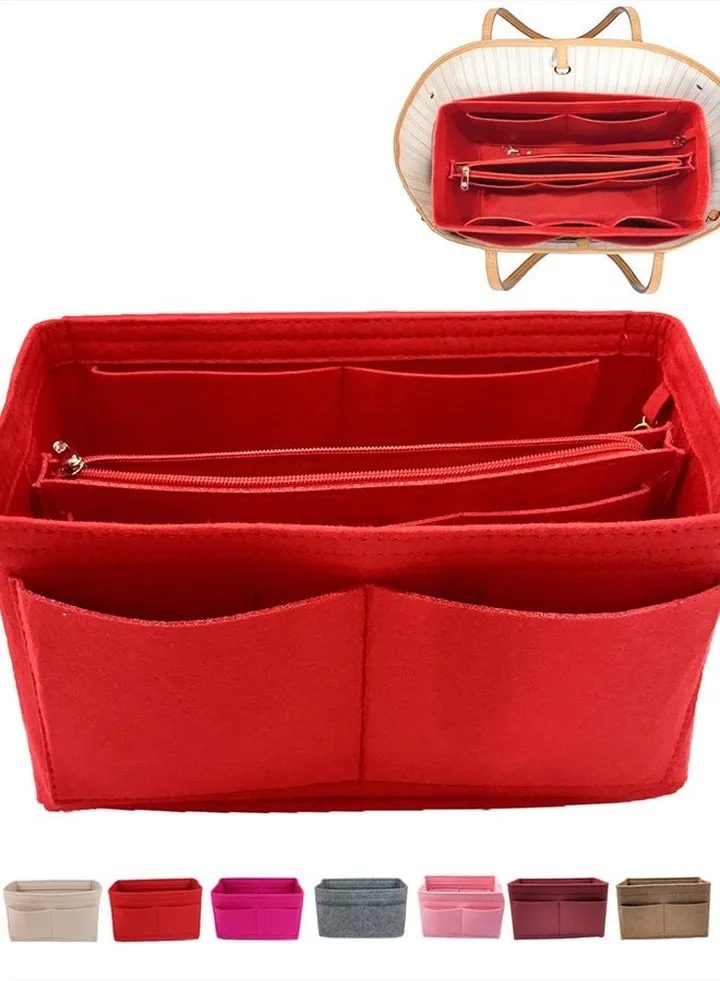Purse Organizer Insert for Handbags, Bag Insert Organizer for Tote Bag, Organizer Insert for Marc Jacobs, Speedy Neverfull Tote, Red, Medium