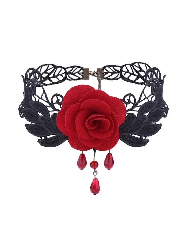 Hollow Out Flower Design Lace Choker
