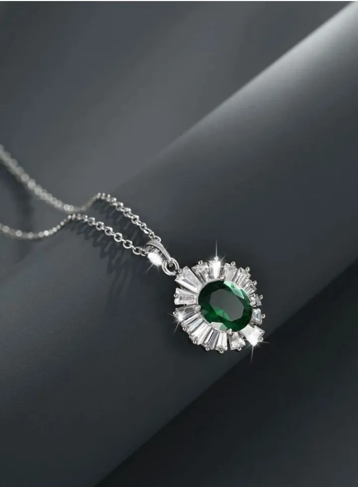 925 Silver Plated Cubic Zircon Necklace For Women