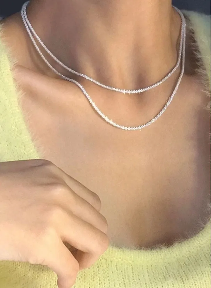 Elegant Silver Plated Sparkling Necklace For Women