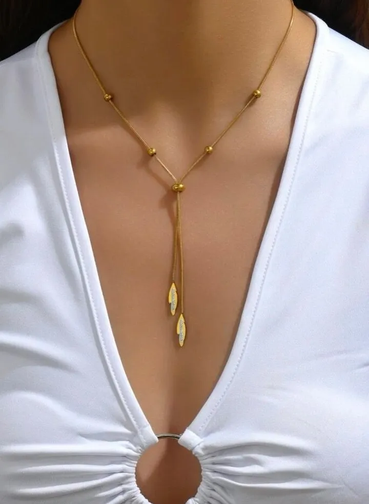 Women's Elegant Stainless Steel Gold Plated Necklace
